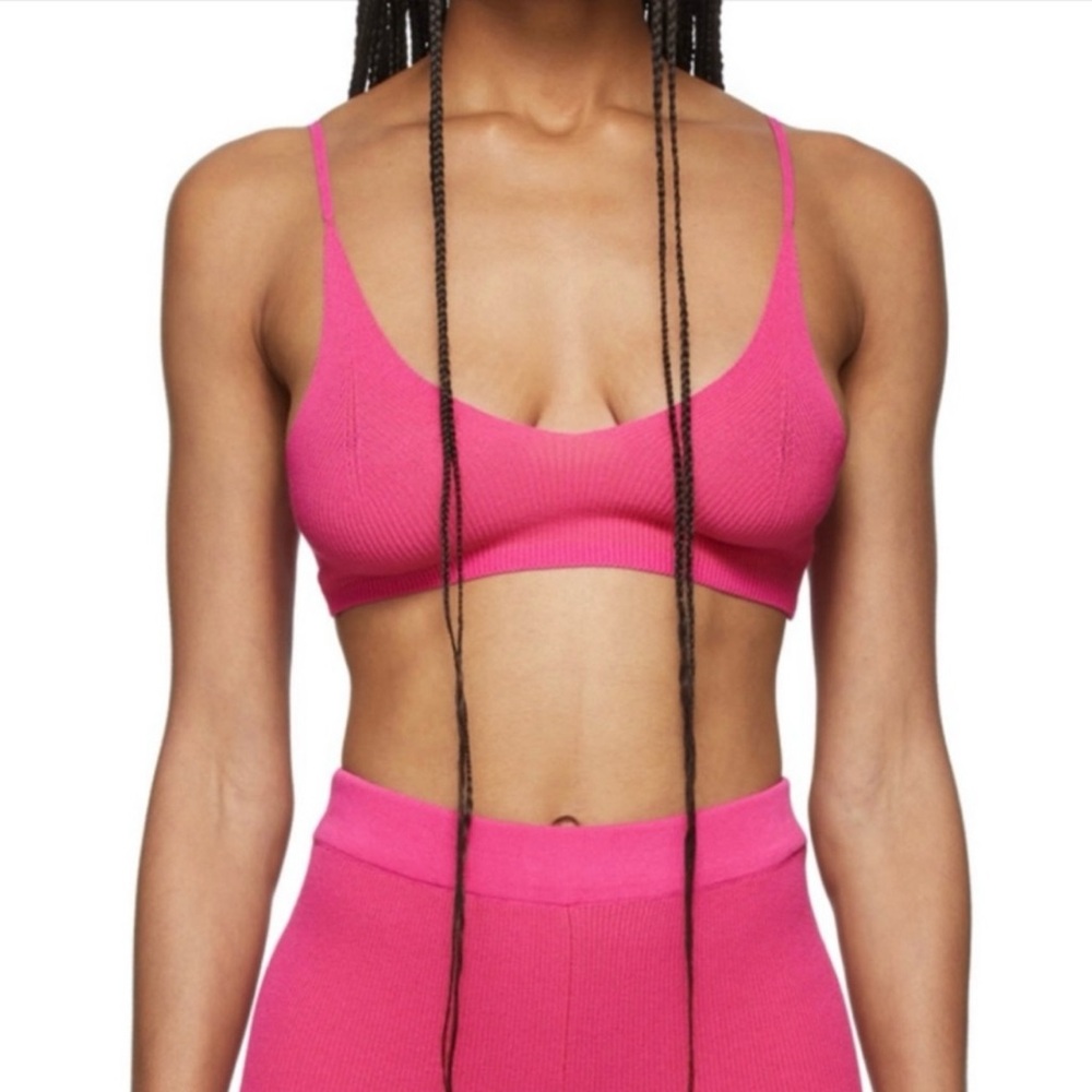 Jacquemus Fuchsia Ribbed Bralette. Pink Knit La Montagne. S size. Used once.